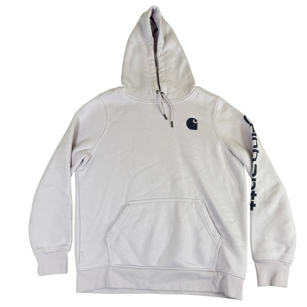Carhartt Relaxed Fit Sleeve Logo Hoodie Lavender Purple Girls Large 12-14